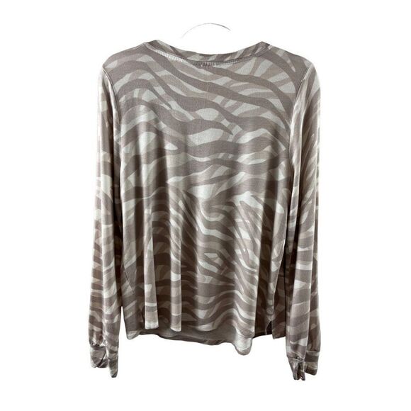 Soma WKND Weekend Sunday Lounge Zebra Print V-Neck Long Sleeve Top Size Large - Picture 5 of 9